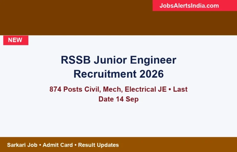RSSB Junior Engineer Recruitment 2026 – 874 JE (Civil/Mechanical/Electrical) Posts, Last Date 14 Sep 1 RSSB Junior Engineer recruitment 2026 874 posts civil mechanical electrical last date 14 September 2026
