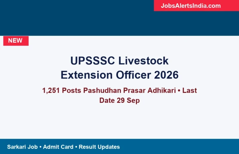 UPSSSC Livestock Extension Officer recruitment 2026 1251 posts last date 29 September Pashudhan Prasar Adhikari