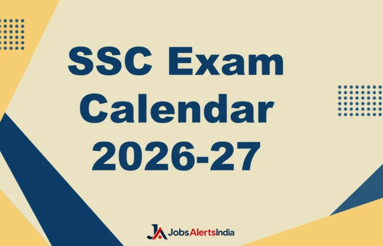 SSC Exam Calendar 2026-27 cover with JobsAlertsIndia branding